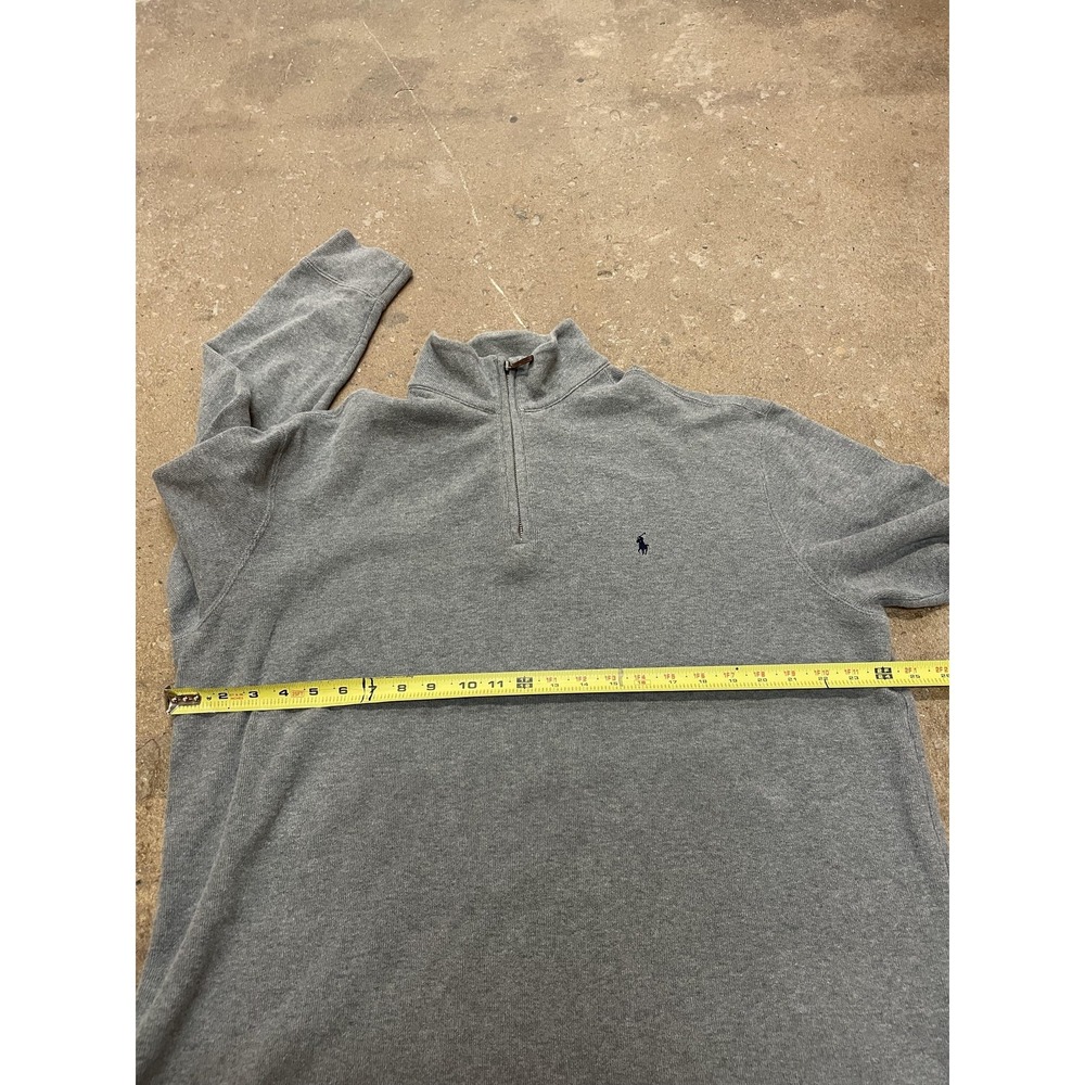 Polo Ralph Lauren Sweater Mens XL Gray Quarter Zip Mock Neck Pony Logo Pullover - Picture 14 of 16